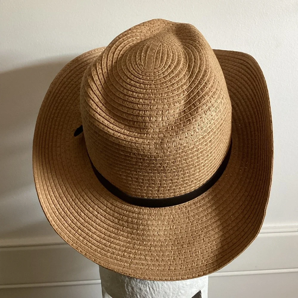 Western Wide Brim Straw Hat (Color: Khaki)